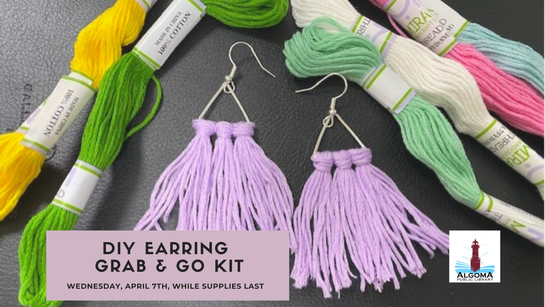 Lavender Earrings and embroidery floss Picture